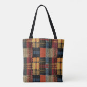 Retro Knit Patchwork - Gezellige Herfst Boho Vinta Tote Bag (Achterkant)
