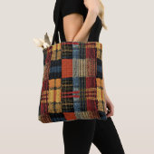 Retro Knit Patchwork - Gezellige Herfst Boho Vinta Tote Bag (Dichtbij)