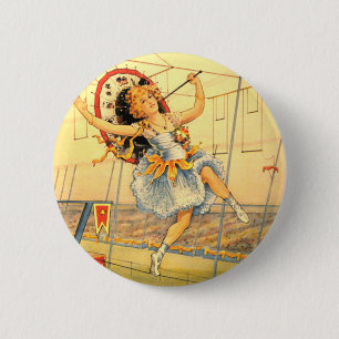 Retro knop Circus Meisje Ronde Button 5,7 Cm