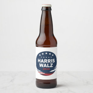 Retro knopverkiezing voor Democraten Harris Waltz Bier Etiket
