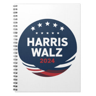 Retro knopverkiezing voor Democraten Harris Waltz Notitieboek