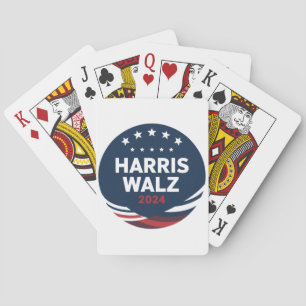 Retro knopverkiezing voor Democraten Harris Waltz Pokerkaarten