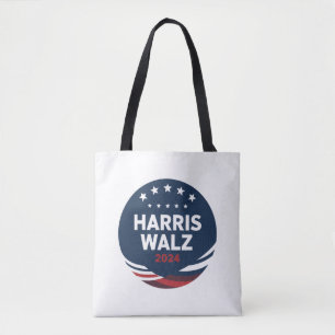 Retro knopverkiezing voor Democraten Harris Waltz Tote Bag