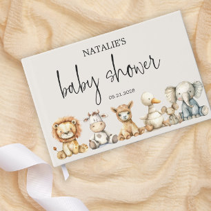 Retro Knuffel Dieren Baby Shower Gastenboek