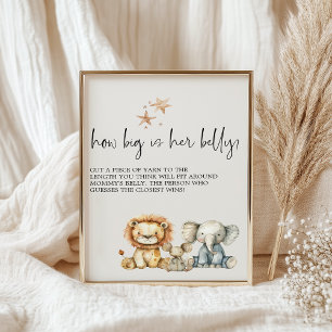 Retro Knuffel Dieren Baby Shower Spel Poster