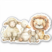Retro Knuffel Dieren Baby Shower Sticker (Voorkant)