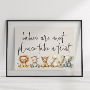 Retro Knuffel Dieren Babyfeest Favor Poster