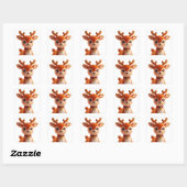 Retro Knuffel Rendier Kerst Kunst Vierkante Sticker (Vel)