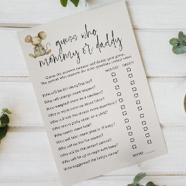Retro Knuffeldieren Baby Shower Mamma Pappa Spel Flyer