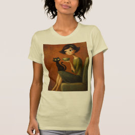 Retro Knus Ochtend Zwarte Kat Esthetisch T-shirt