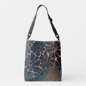 Retro kobalt-Blauwgroen regenbloemen Crossbody Tas (Achterkant)