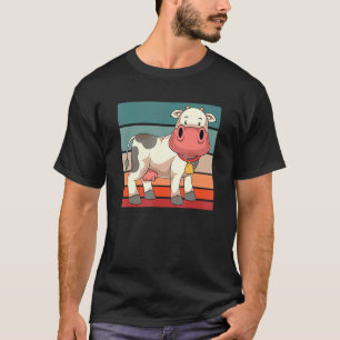 Retro Koe Boer Boerderij Dier Leuke Koe T-shirt