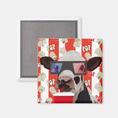 Retro Koe Rood Gestreepte Popcorn Patroon Magneet (Voorkant / Achterkant)