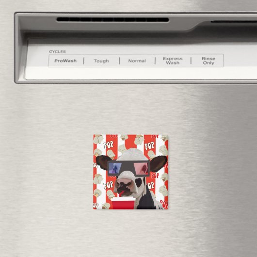 Retro Koe Rood Gestreepte Popcorn Patroon Magneet (Insitu (Vaatwasser))