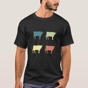 Retro koeien silhouet koe liefde t-shirt