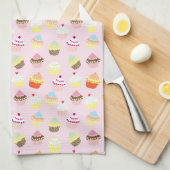 Retro  koekjes op roze zoete desserts theedoek (Quarter Fold)