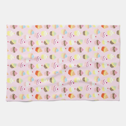 Retro  koekjes op roze zoete desserts theedoek (Horizontaal)