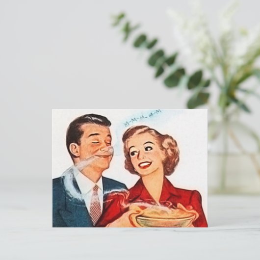 retro koekjesbakdame briefkaart (Staand voorkant)