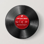 Retro koele douanetekst vinylrecord, ronde button 7,6 cm (Voorkant)