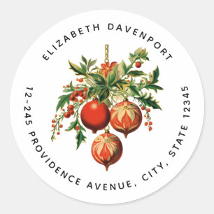 Retro Koele Kerstboom Decoraties Adres Ronde Sticker