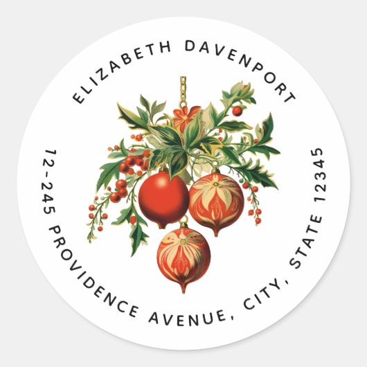 Retro Koele Kerstboom Decoraties Adres Ronde Sticker (Voorkant)