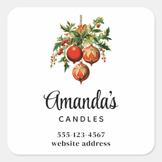 Retro Koele Kerstboom Decoraties Bedrijf Vierkante Sticker (Voorkant)