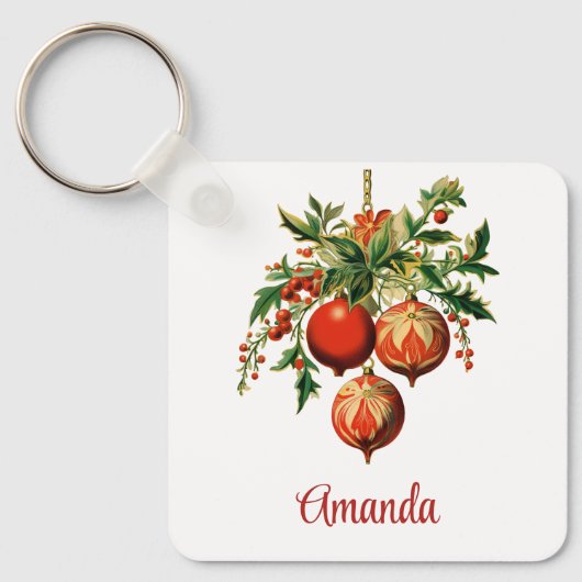 Retro Koele Kerstboom Decoraties Sleutelhanger (Voorkant)