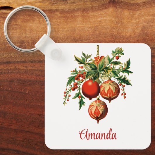 Retro Koele Kerstboom Decoraties Sleutelhanger (Voorkant)