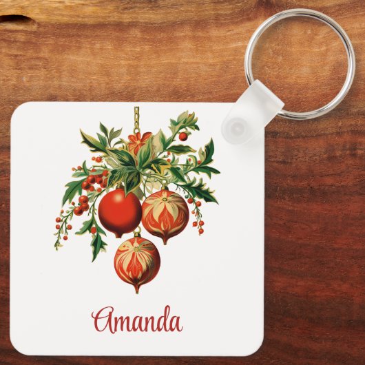 Retro Koele Kerstboom Decoraties Sleutelhanger (Achterkant)