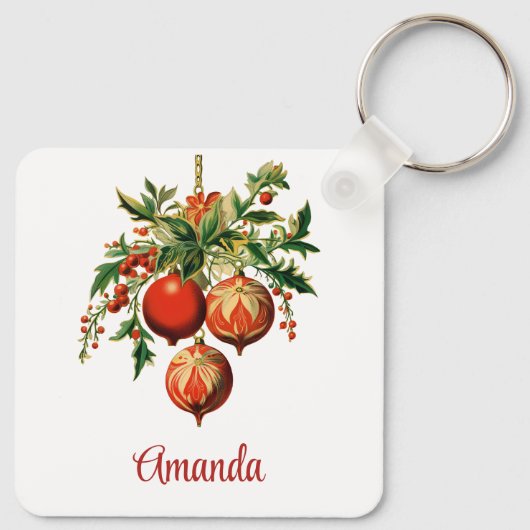 Retro Koele Kerstboom Decoraties Sleutelhanger (Achterkant)