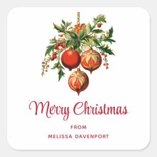 Retro Koele Kerstboom Decoraties Vierkante Sticker