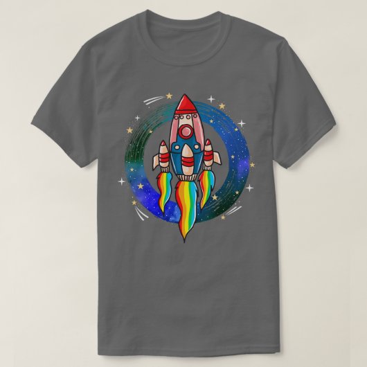 Retro Koele Raket Scheepsruimte T-shirt (Design voorkant)