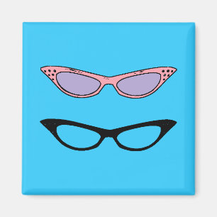 Retro Koelkast Magneet ~ 50s Katten 'Eye Bril