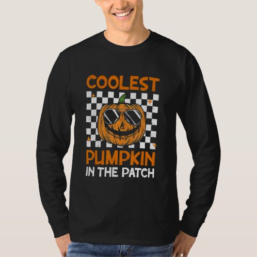 Retro koelste pompoen in de pleister t-shirt (Voorkant)