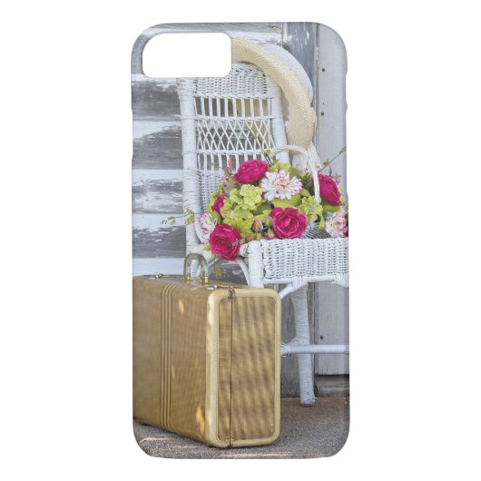 retro - koffer en bloemmandje Case-Mate iPhone case (Achterkant)
