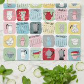 Retro Koffie 2026 Kalender Theedoek (Gevouwen)