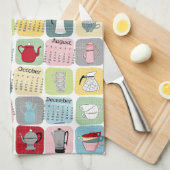 Retro Koffie 2026 Kalender Theedoek (Quarter Fold)