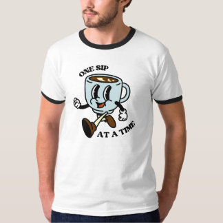 Retro Koffie Cup Slogan T-shirt