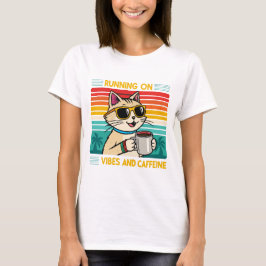 Retro Koffie Kat Vibes - Cafeïne Lover Vrouwen T-shirt