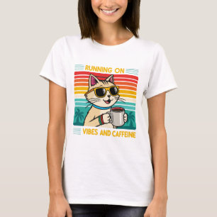 Retro Koffie Kat Vibes - Cafeïne Lover Vrouwen T-shirt