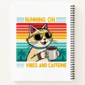 Retro koffie kat vibes - grappige cafeïne liefhebb notitieboek (Achterkant)