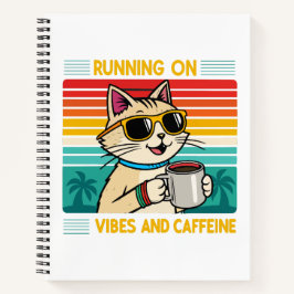 Retro koffie kat vibes - grappige cafeïne liefhebb notitieboek