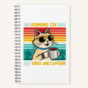 Retro koffie kat vibes - grappige cafeïne liefhebb notitieboek