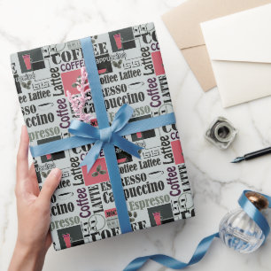 retro koffie keukenpatroon voor espresso latte cadeaupapier