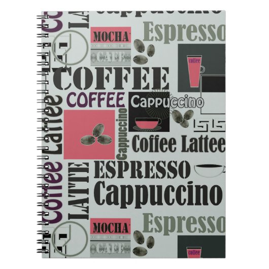 retro koffie keukenpatroon voor espresso latte notitieboek (Voorkant)