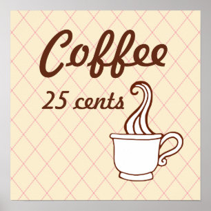 Retro koffie kunst poster print