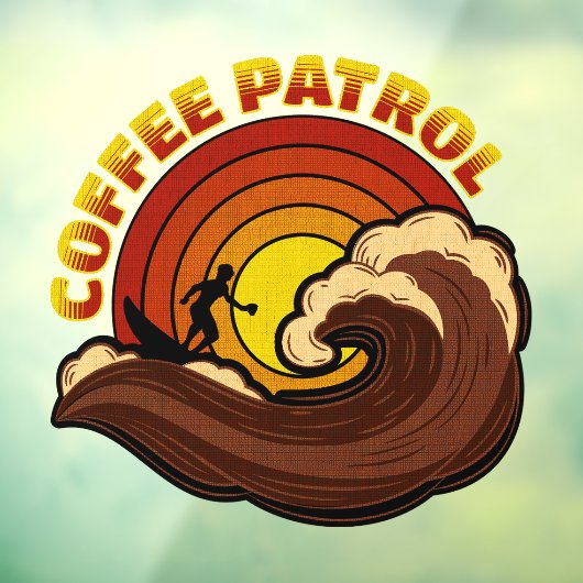 Retro koffie patrouille raamsticker (Vel 3)