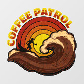 Retro koffie patrouille raamsticker (Vel)