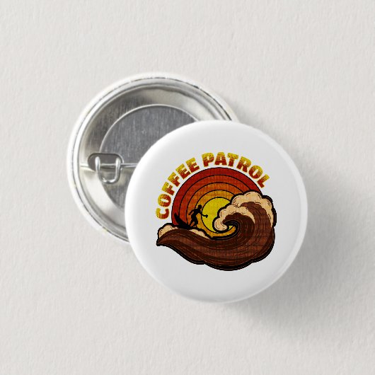 Retro koffie patrouille ronde button 3,2 cm (Voorkant /achterkant)