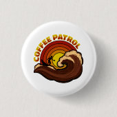 Retro koffie patrouille ronde button 3,2 cm (Voorkant)